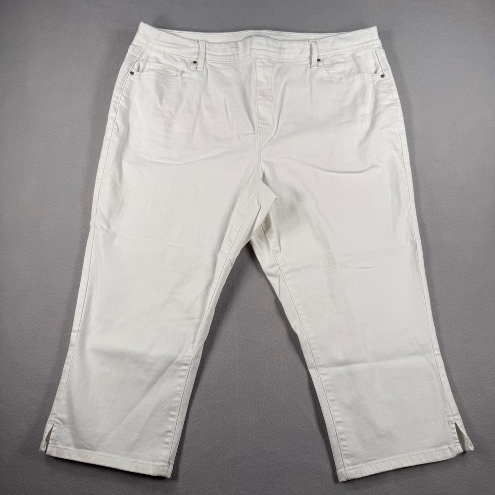 Croft & Barrow White Capri Pants Women Size 18 Stretch Pull On Denim Jeans